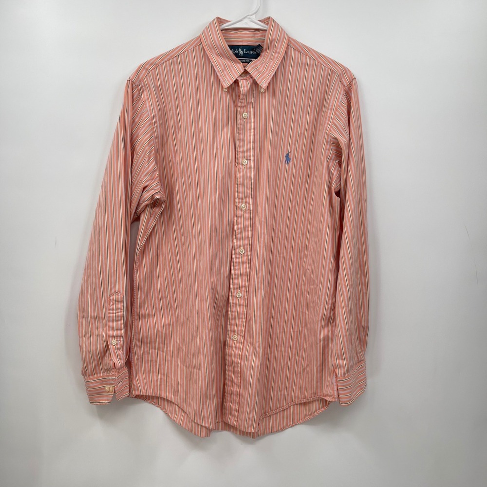 Ralph Lauren Custom Fit Striped Button Down Shirt Mens‎ 15 1/2 32/33